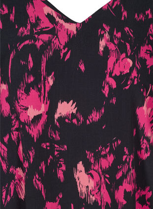 Langærmet viskose bluse med print, Black Pink AOP, Packshot image number 2