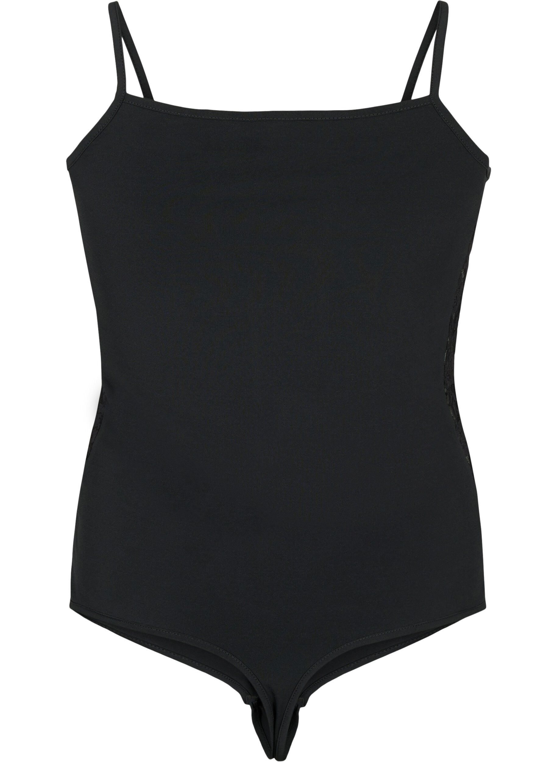 Zizzi Bodystocking med blonder og smalle stropper, Black, Packshot image number 1