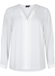 Ensfarvet skjorte med v-udskæring, Bright White, Packshot