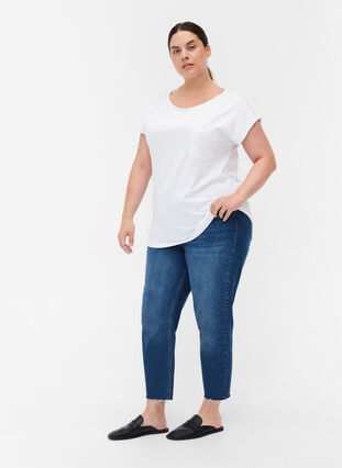 T-shirt med brystlomme i økologisk bomuld, Bright White, Model image number 2