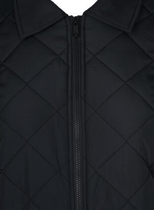 Kort quiltet jakke med krave, Black, Packshot image number 2