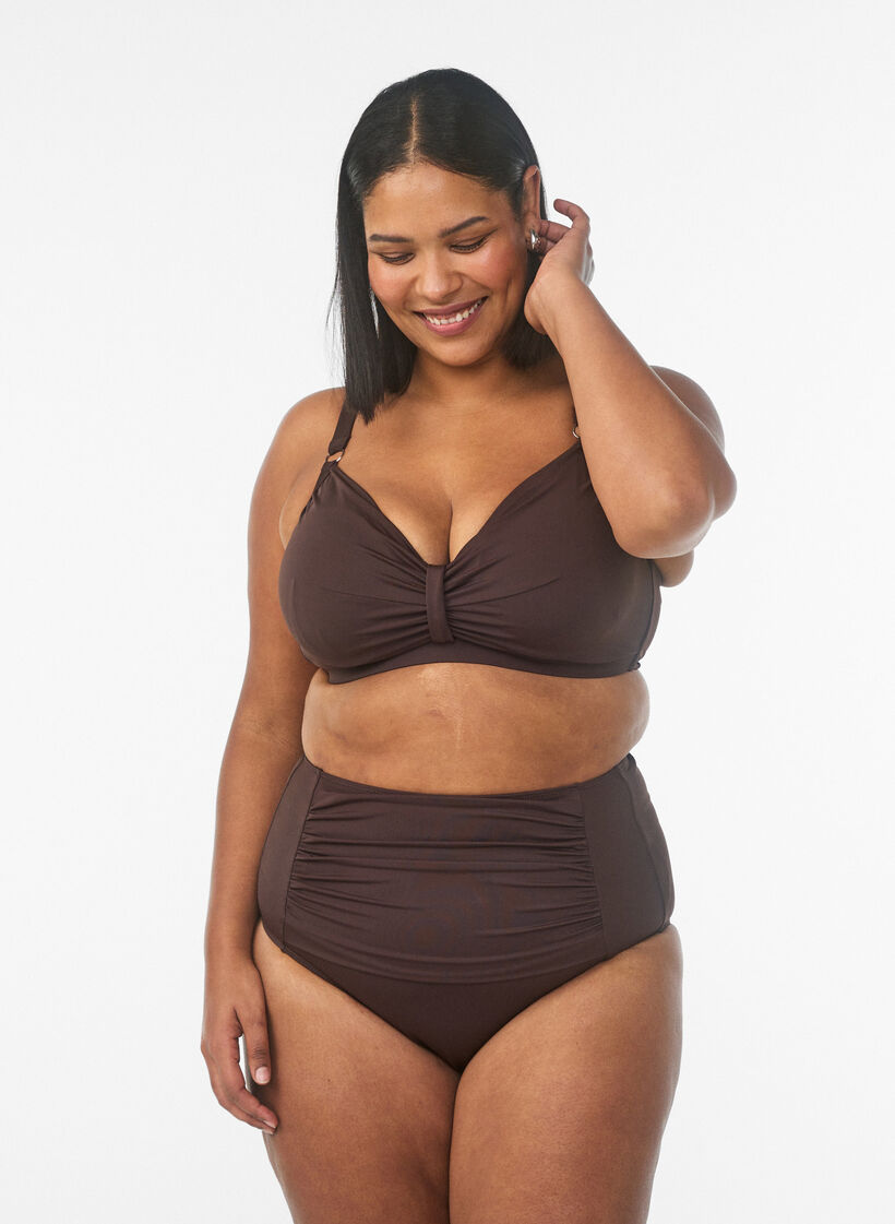 Bikini underdel med h&oslash;j talje, Brun, Model image number 0