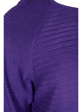 Strikbluse med rund halsudskæring, Ultra Violet, Packshot image number 3