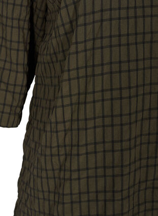 Ternet bluse med 3/4 ærmer og flæsekrave, Ivy Green Check, Packshot image number 3