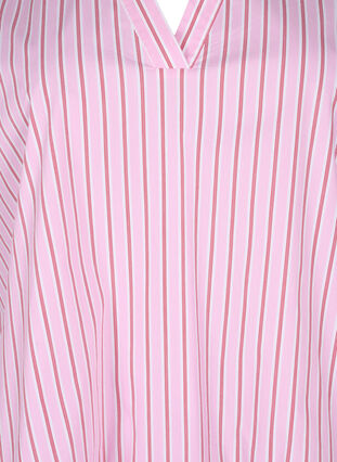 Stribet bluse med peplum og flæsedetaljer, Pink Red Stripe, Packshot image number 2