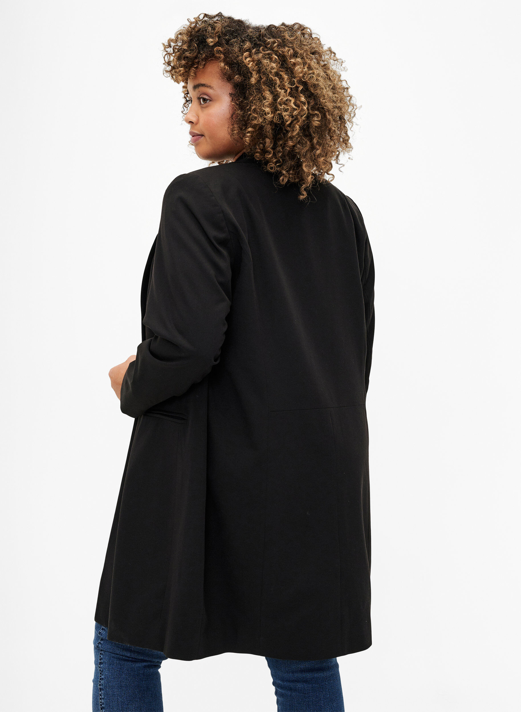 Zizzi Klassisk lang blazer, Black, Model image number 1