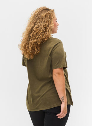 Kortærmet bomulds t-shirt med tryk , Ivy Green Wash, Model image number 1