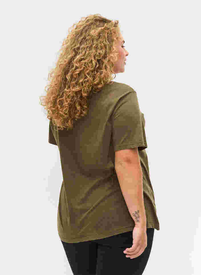 Kortærmet bomulds t-shirt med tryk , Ivy Green Wash, Model image number 1