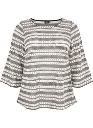 Crochet bluse med 3/4 ærmer, Black White
