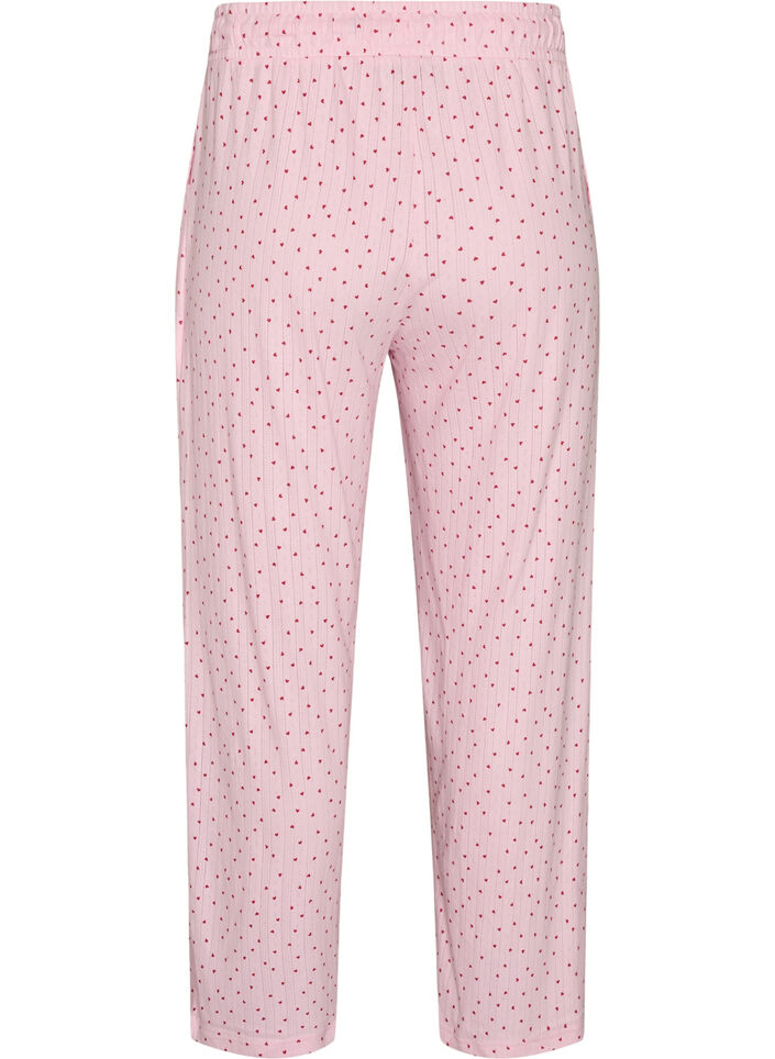 Pyjamabukser i &oslash;kologisk bomuld med hulm&oslash;nster, Lyser&oslash;d, Packshot image number 1