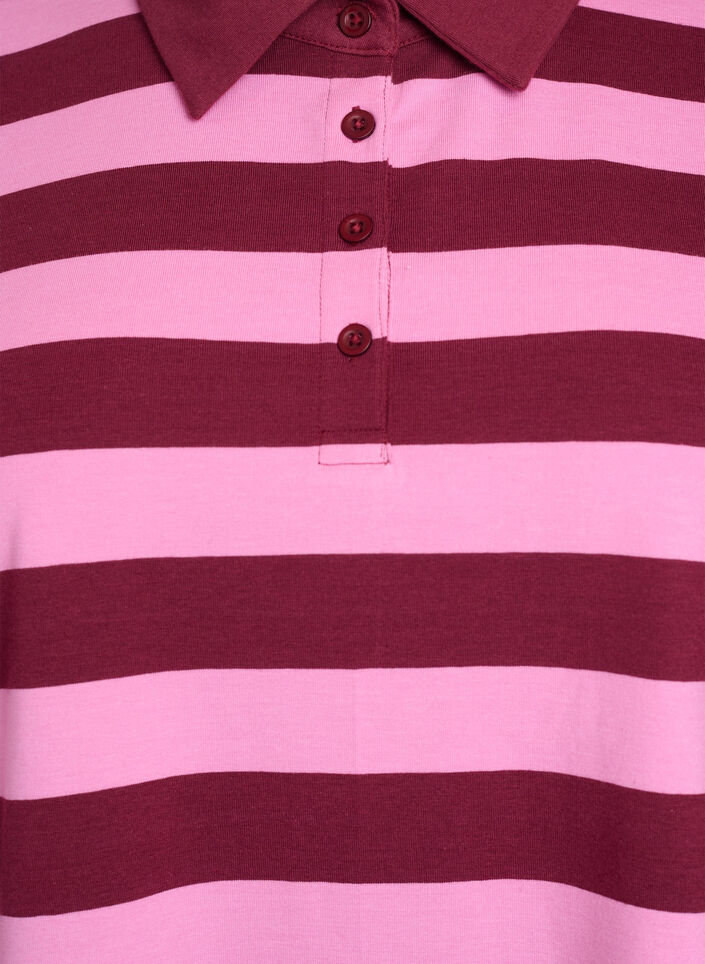 Langærmet poloshirt med striber, Mørk Bordeaux, Packshot image number 2