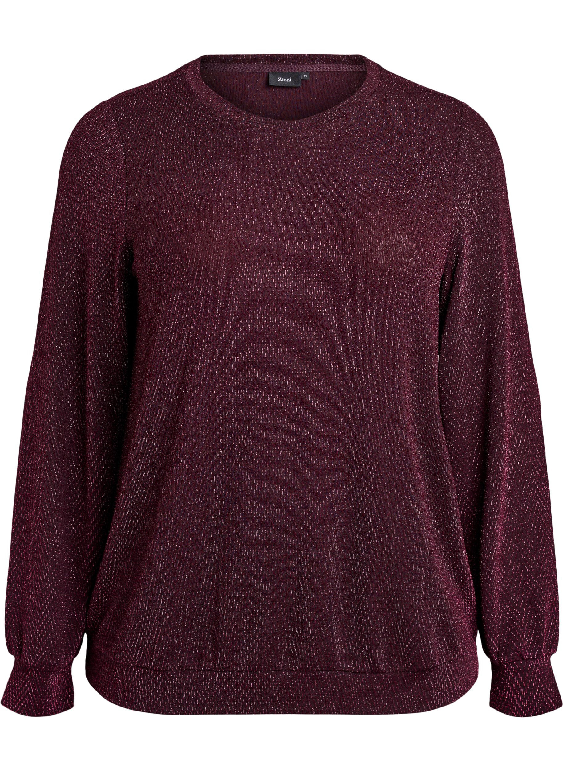 Bluse med sildebensm&oslash;nster og glittertr&aring;d