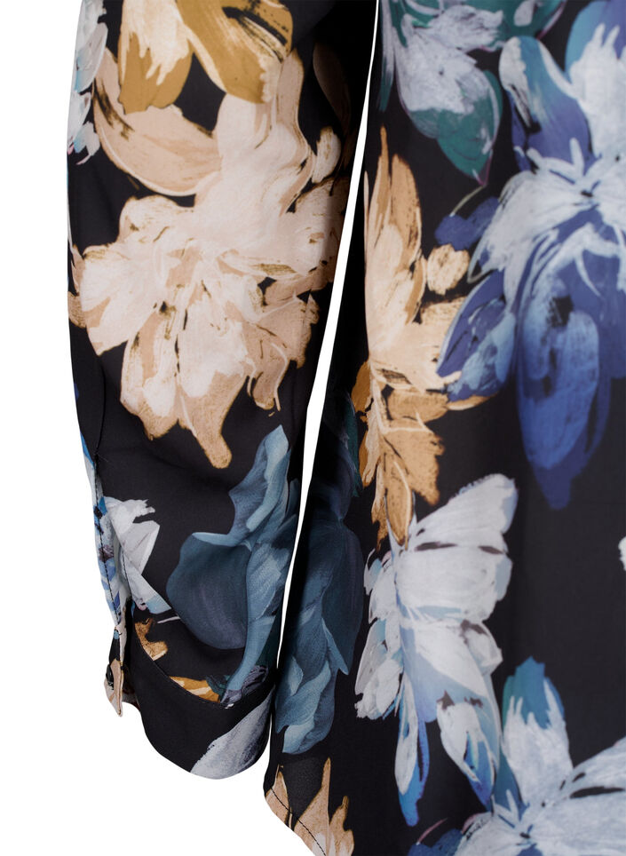 Langærmet bluse med blomsterprint, Yellow Flower AOP, Packshot image number 3