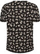 Bluse med korte &aelig;rmer og blomsterprint, Sort, Packshot image number 1