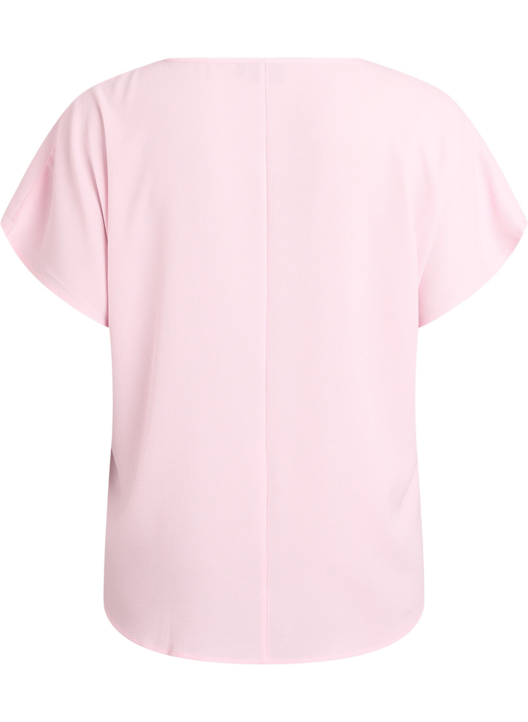 ZizziBluse med korte &aelig;rmer og rund halsudsk&aelig;ring , Lyser&oslash;d, Packshot image number 1