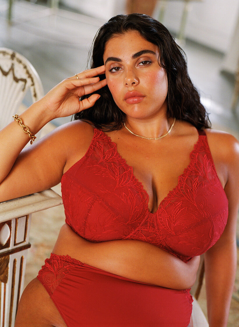 Vatteret blonde bh med bøjle, Rød, Image image number 0