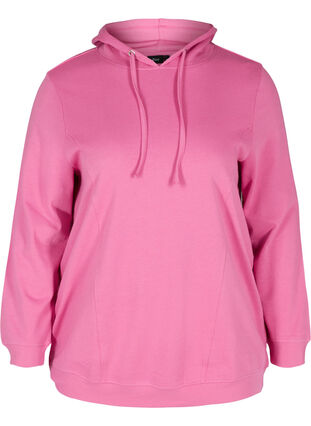 Sweatshirt med hætte og ribkanter, Phlox Pink, Packshot image number 0