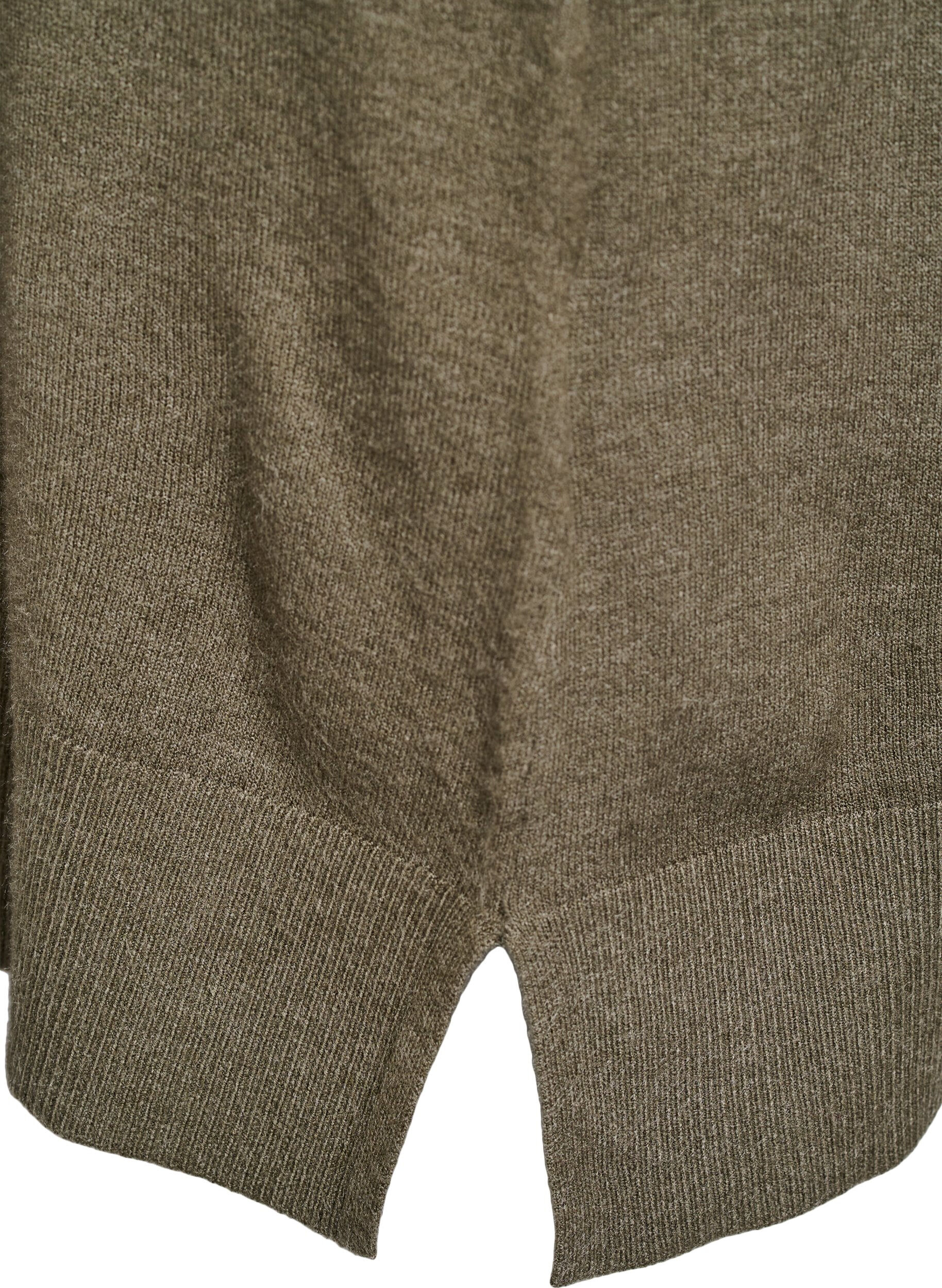 Zizzi Kort strikkjole med raglan&aelig;rmer og midters&oslash;m, Gr&oslash;n, Packshot image number 3