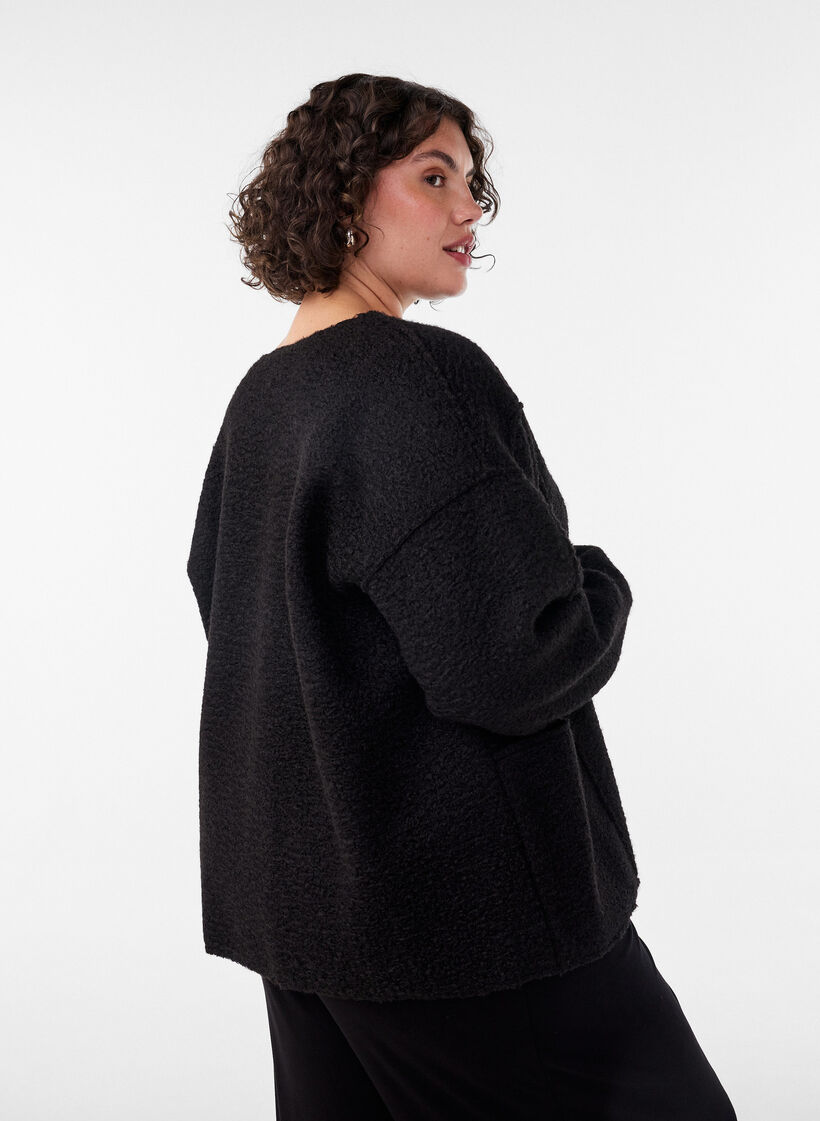 L&oslash;s cardigan med lommer, Sort, Model image number 2