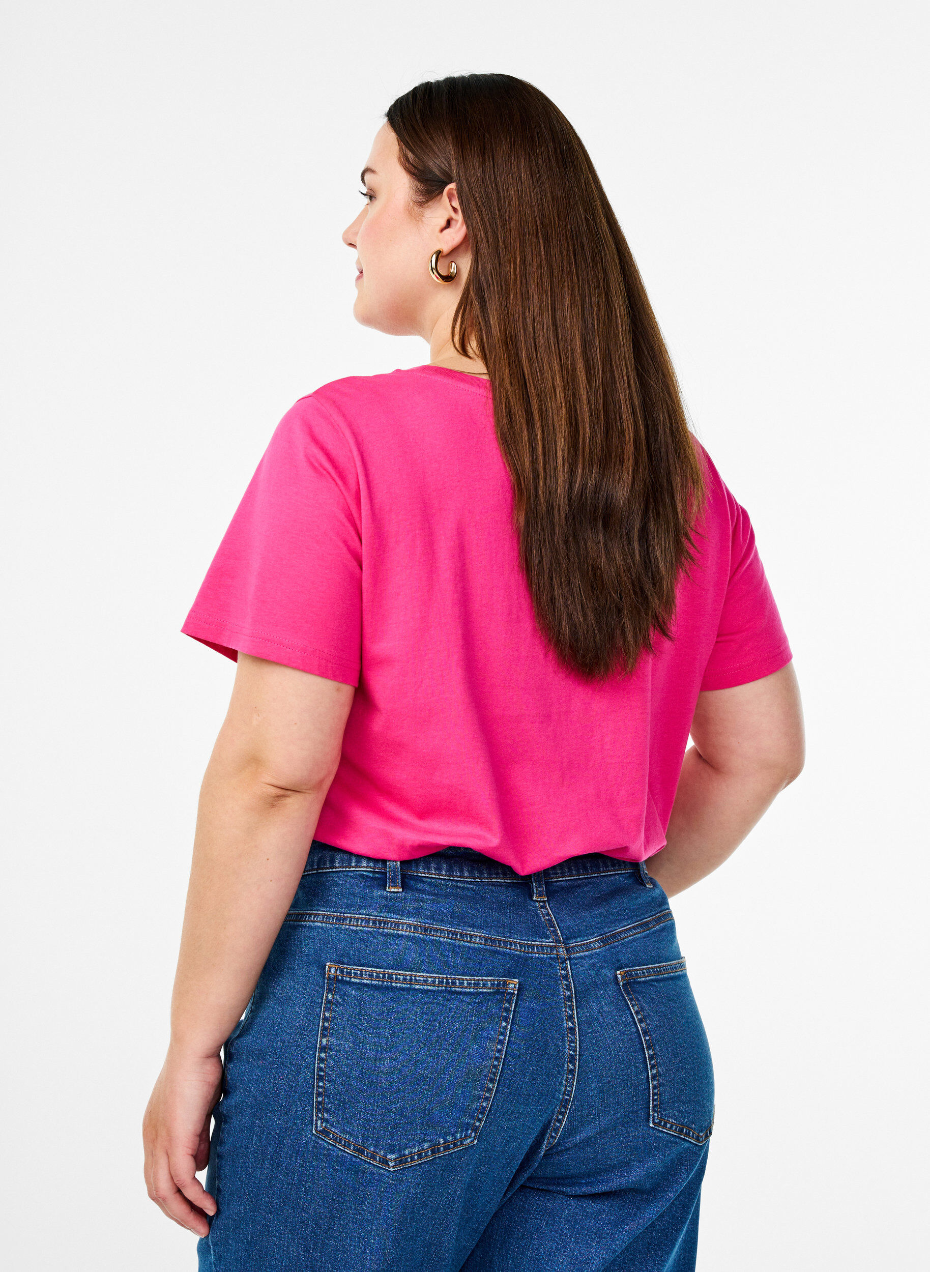 Zizzi Bomulds t-shirt med motiv, Raspb. w. Strawberry, Model image number 1