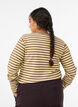 Stribet bluse med lange &aelig;rmer, Brun, Model image number 2