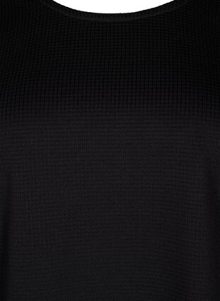 A-formet bluse med tekstur, Black, Packshot image number 2