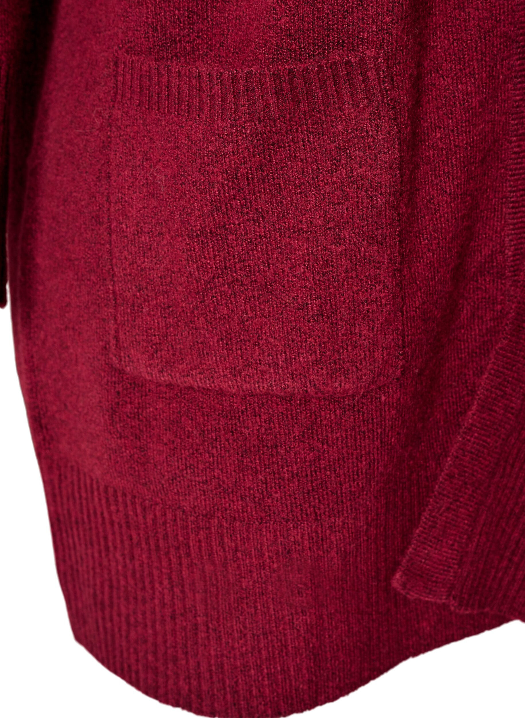 ZizziMeleret strik cardigan med lommer, R&oslash;d, Packshot image number 3