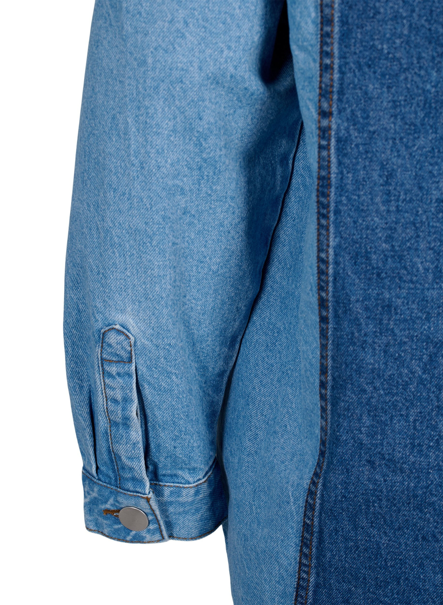 Zizzi Colorblock denim jakke , Light Blue Denim, Packshot image number 4