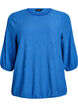 Bluse med struktur og 3/4 &aelig;rmer., Bl&aring;, Packshot image number 0