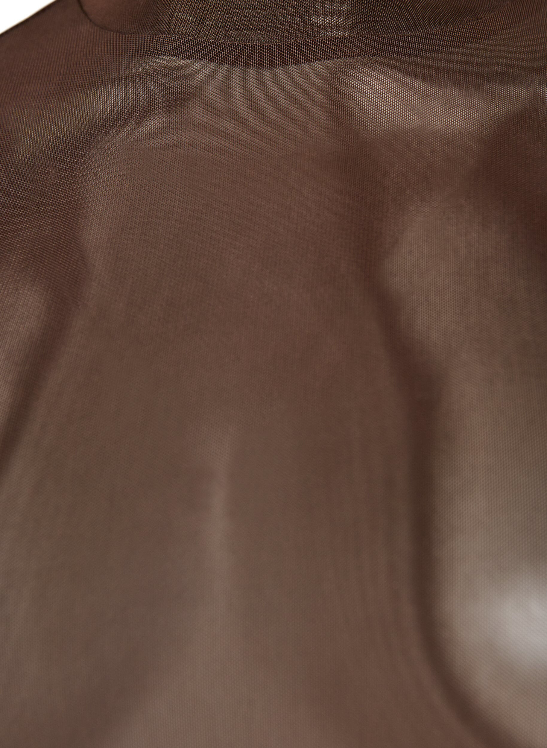 ZizziT&aelig;tsiddende meshbluse med lange &aelig;rmer, Brun, Packshot image number 2