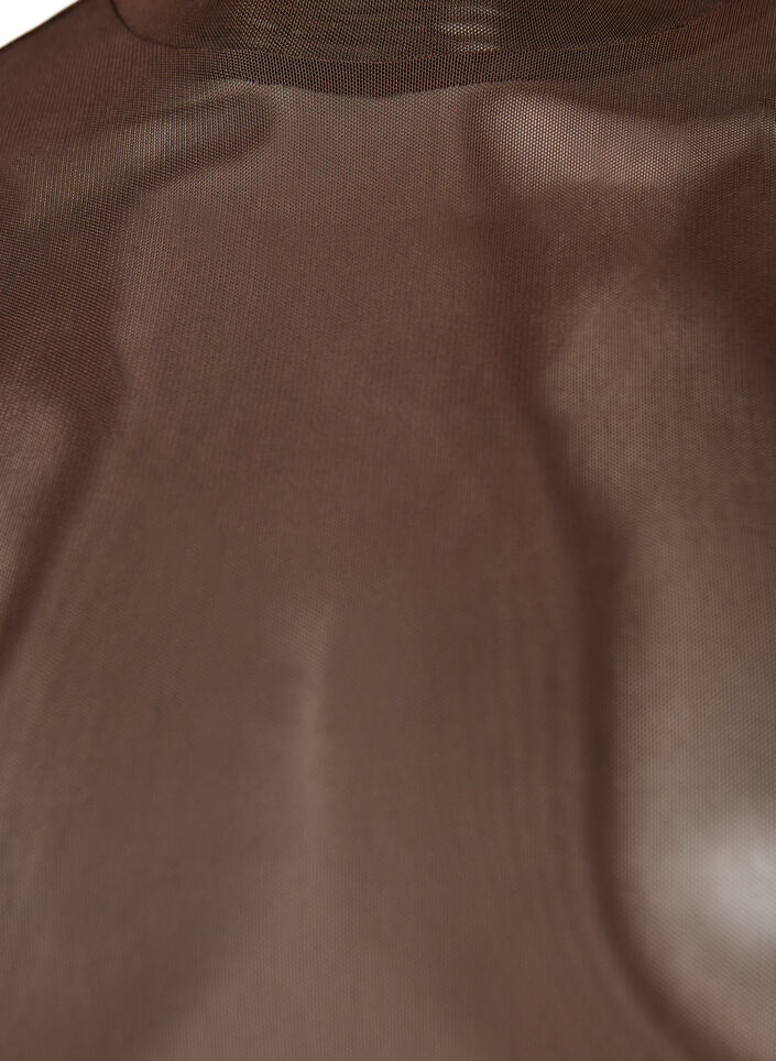 T&aelig;tsiddende meshbluse med lange &aelig;rmer, Brun, Packshot image number 2