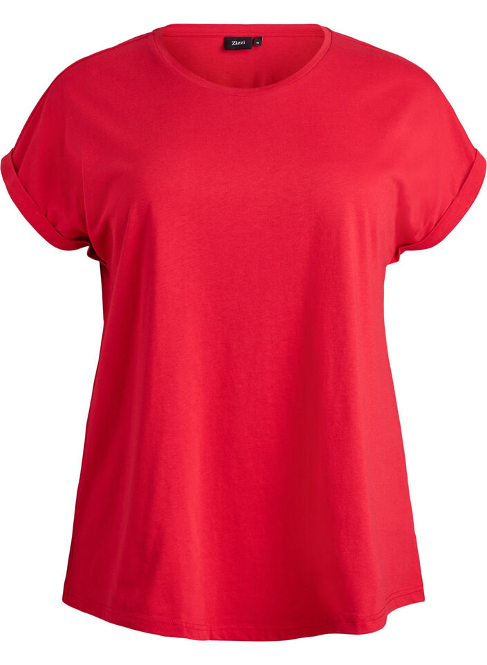 Kort&aelig;rmet t-shirt i bomuldsblanding, R&oslash;d, Packshot image number 0
