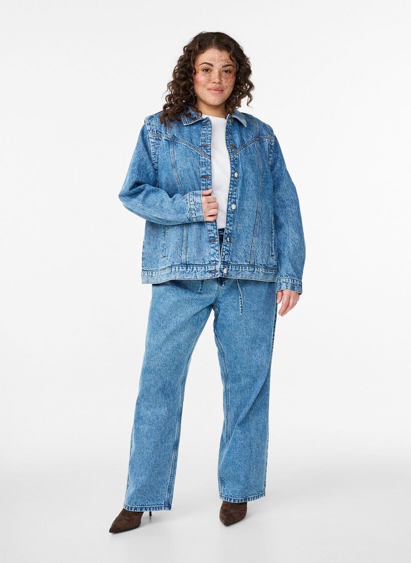 Denimjakke med aftagelige &aelig;rmer, Bl&aring;, Model image number 1