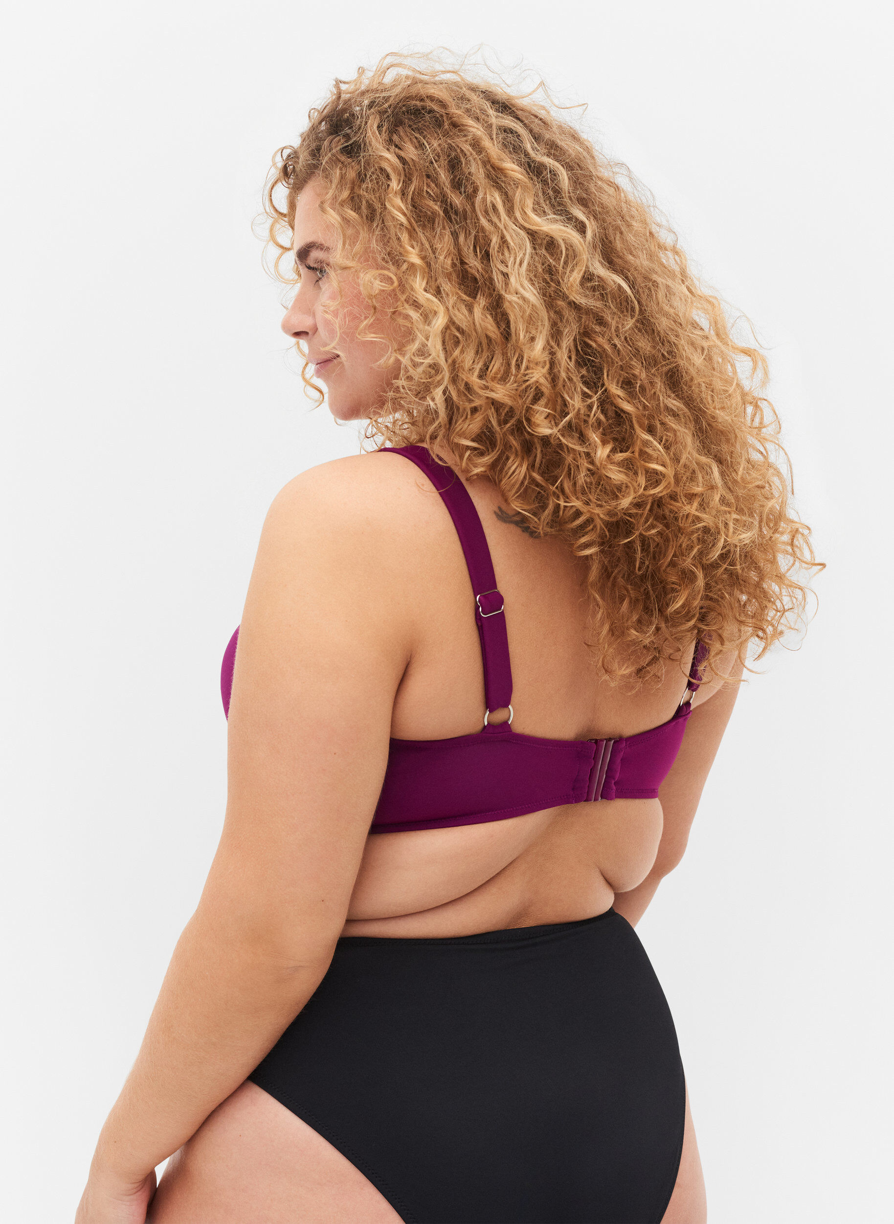 Zizzi Bikini overdel med b&oslash;jle, Dark Purple, Model image number 1