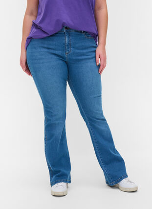 Højtaljet Ellen bootcut jeans, Light blue, Model image number 2