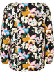 Printet bluse med flæser , Black Multi Flower, Packshot image number 1