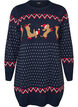 Kort strikkjole med julemotiv, Bl&aring;, Packshot image number 0