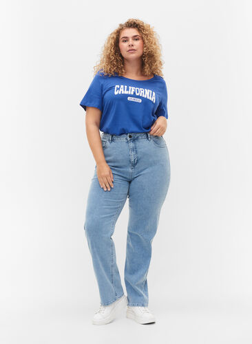 Ekstra højtaljet Megan jeans , Light blue, Model image number 0