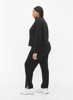 Bukser i modalmix med slids, Black, Model image number 4
