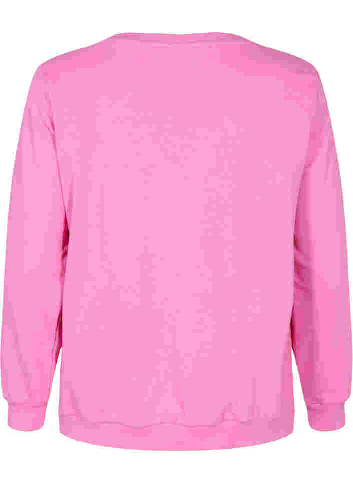 Bomulds sweatshirt med tekst tryk , Wild Orchid, Packshot image number 1