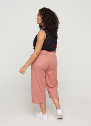 Løse culotte bukser i ribkvalitet, Old Rose, Model image number 1