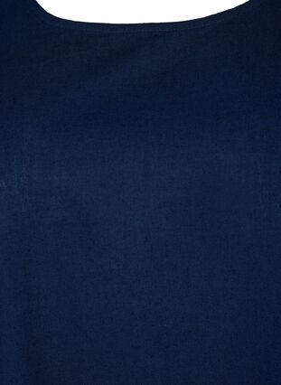 Kortærmet bluse i bomuldsmix med hør, Navy Blazer, Packshot image number 2