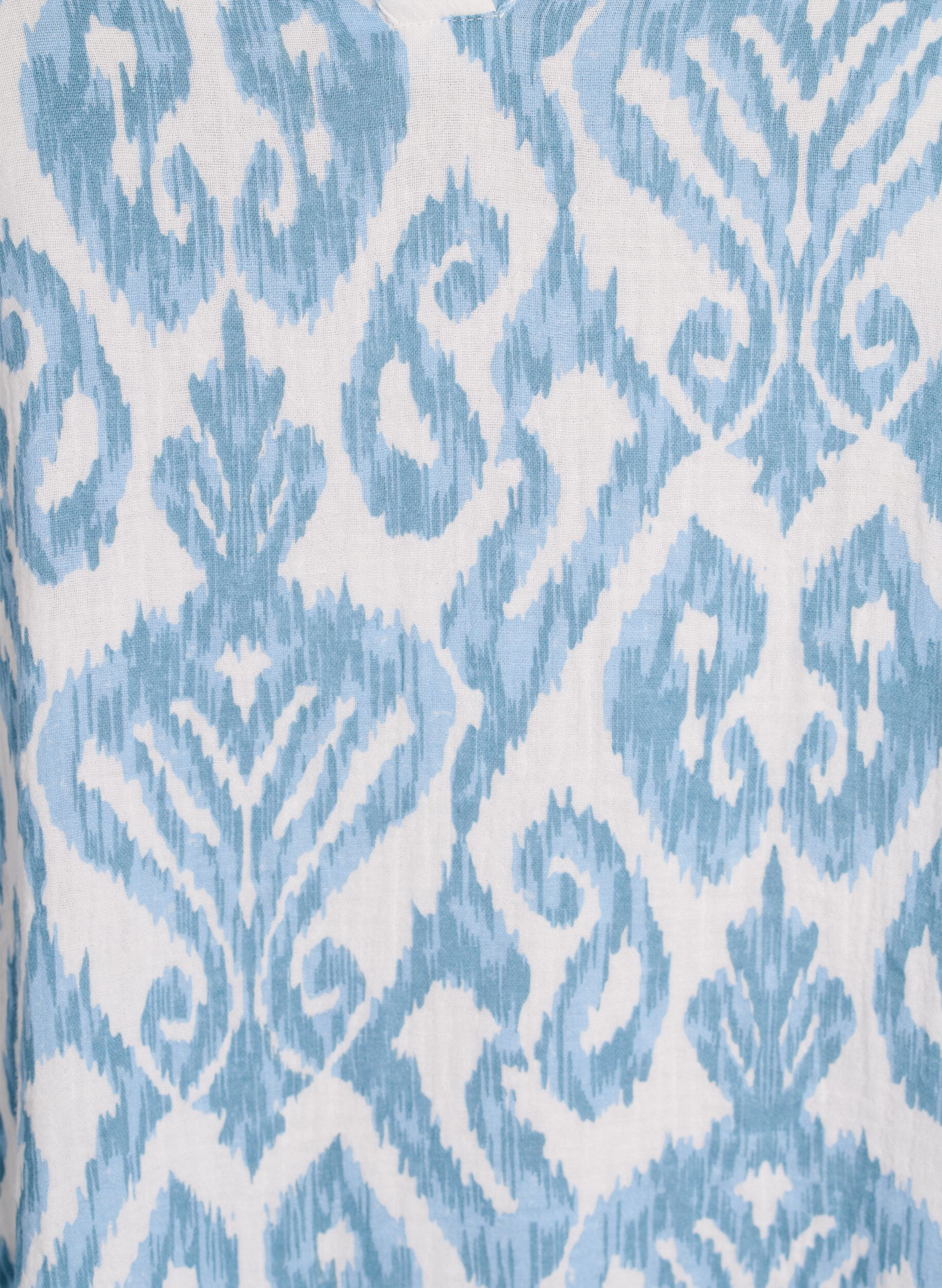 ZizziKort kjole i bomuldsmusselin med A-facon, Vanilla, Packshot image number 3