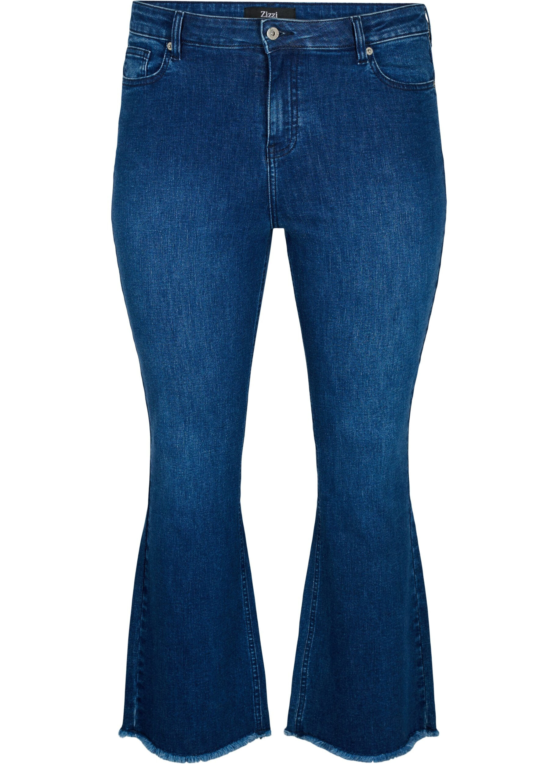 Zizzi Ellen bootcut jeans med r&aring; kant , Blue denim, Packshot image number 0