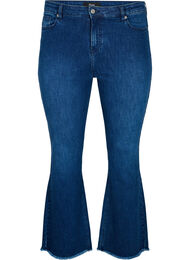 Ellen bootcut jeans med rå kant , Blue denim