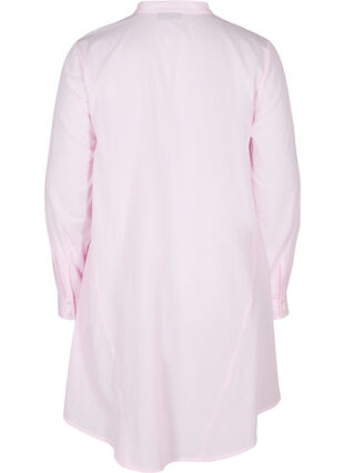 Bomulds skjorte med striber og flæser, Pink Stripe, Packshot image number 1