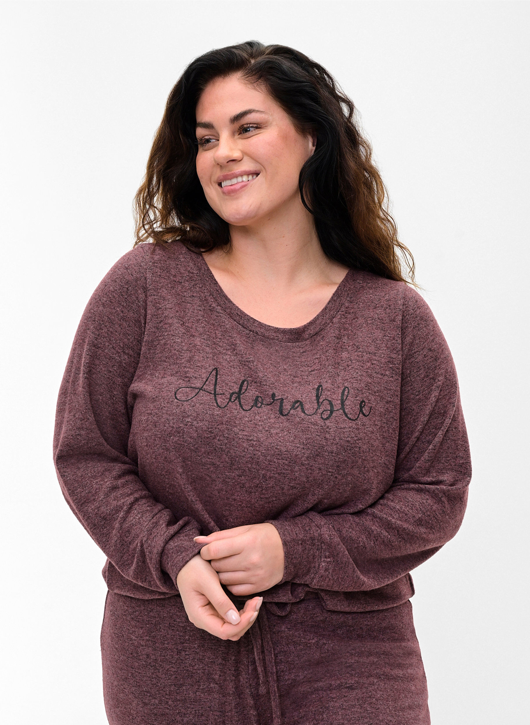 Zizzi Meleret bluse i viskosemix , Port Royal Mel, Model image number 0