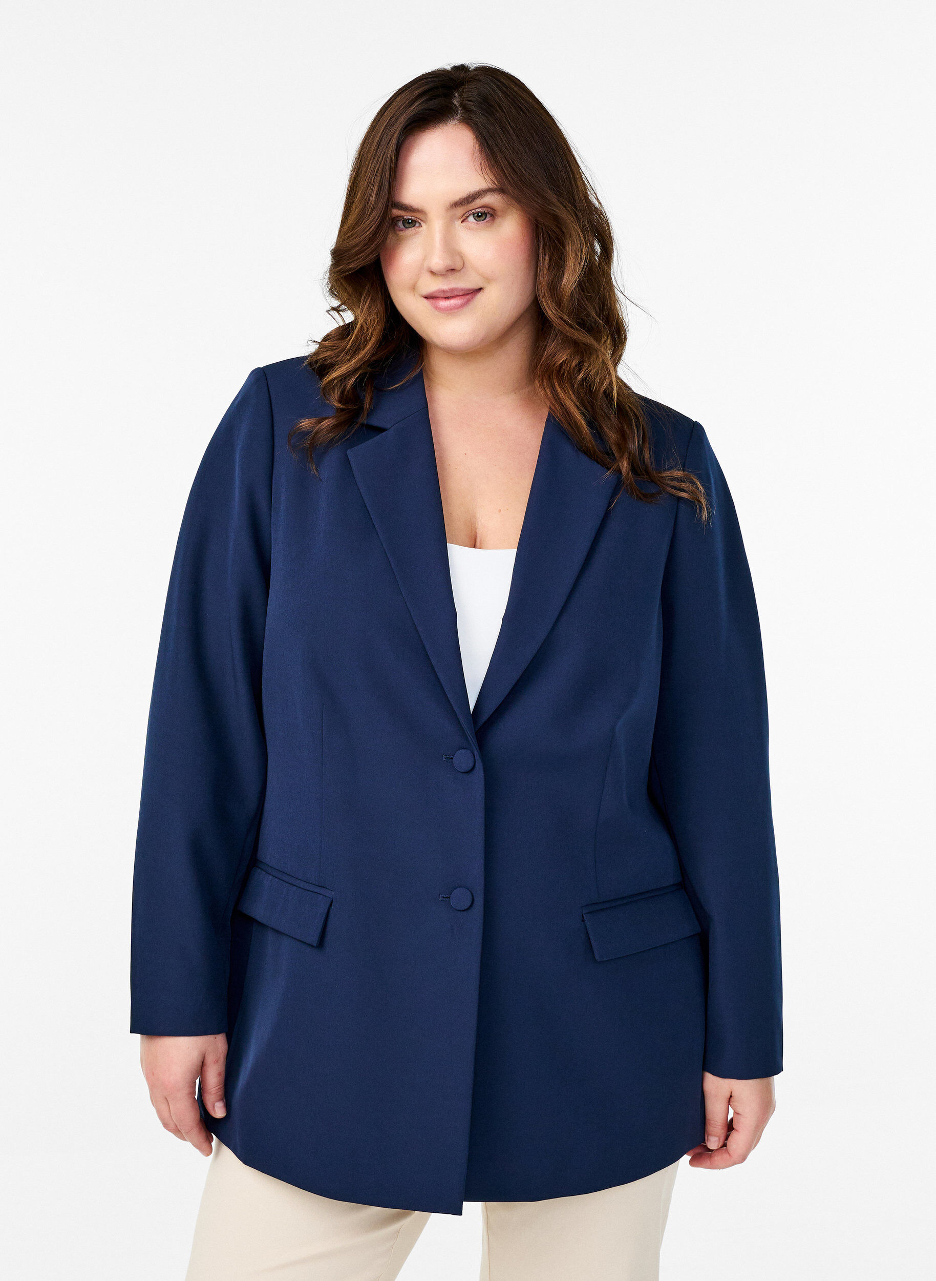 ZizziKlassisk blazer med knaplukning, Bl&aring;, Model image number 0