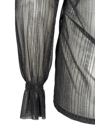 Let transparent bluse med lurex, Black w. Silver, Packshot image number 3