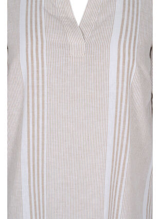 Stribet kjole i bomuld og hør, White Taupe Stripe, Packshot image number 2